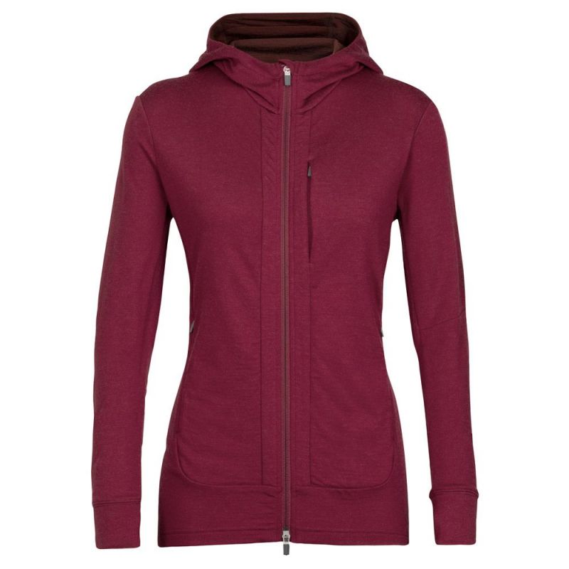 Fleece Icebreaker Quantum III Ls Zip Hoodie (kirsebær/espresso) kvinne