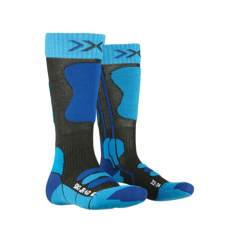 X-Socks Ski JR 4.0 (anthracite melange/electric blue) children's ski socks