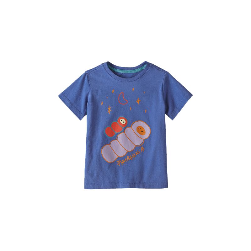 Camiseta gráfica de algodón orgánico certificado Patagonia Baby (azul flotante) niños