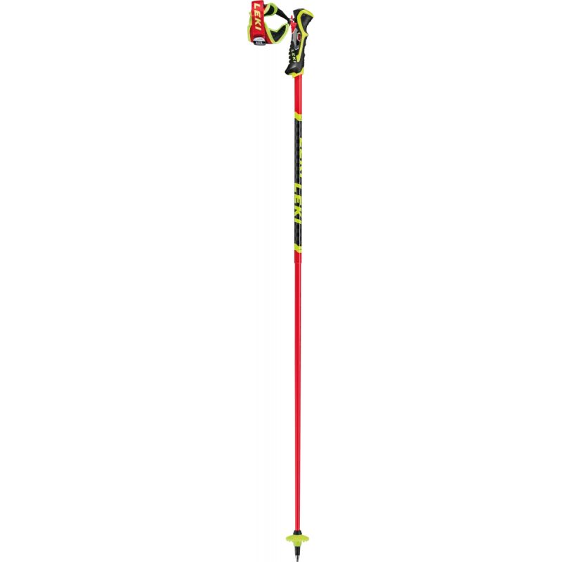 Bastones de esquí alpino Leki Venom SL 3D (Rojo brillante/Negro/Amarillo neón)
