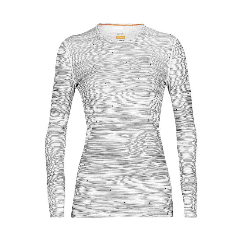 Camiseta de manga larga para hombre Icebreaker 200 Oasis Ls Crewe Ski Stripes (Snow/Midnight Navy/Aop)