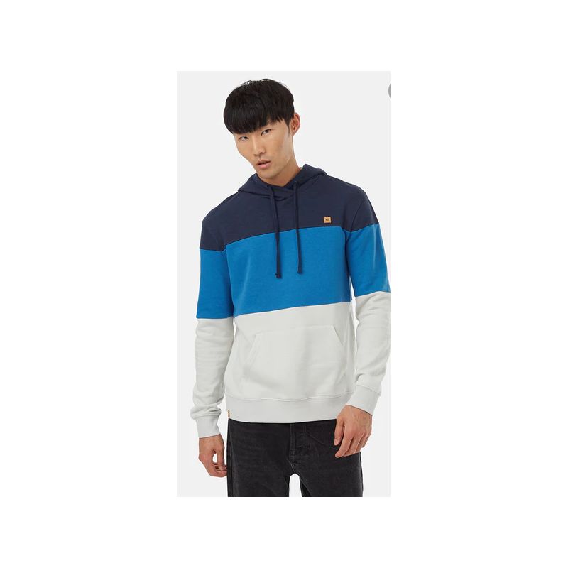 Sweat Tentree TreeFleece Blocked Reynard Hoodie (Dress Blue/Atlantic Blue/Silver Grey) Män