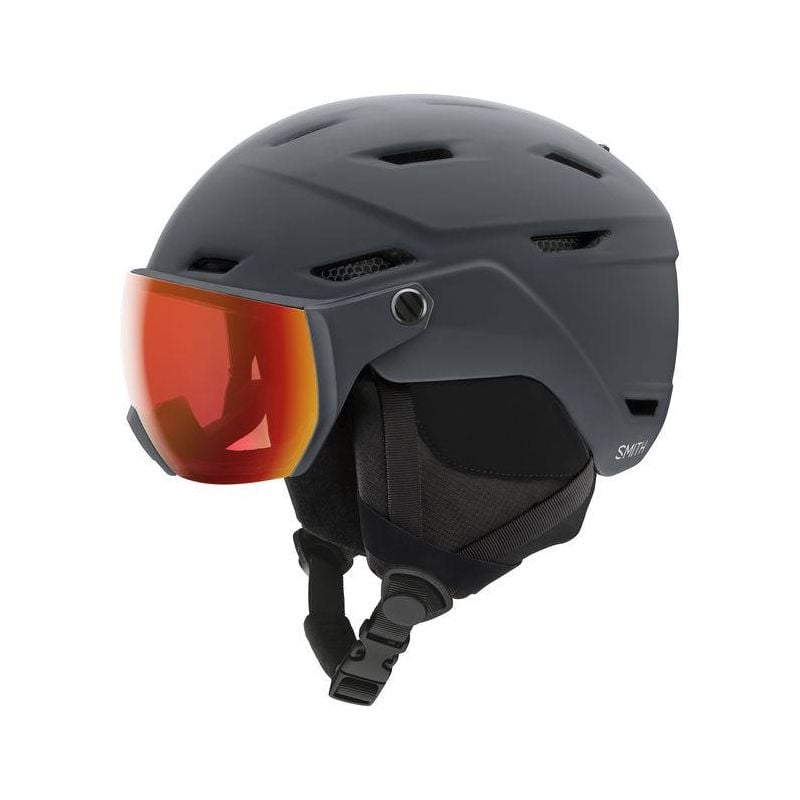 Casco con visera Smith Encuesta Eu (Carbón Mate Chromapop Espejo Rojo Cotidiano)