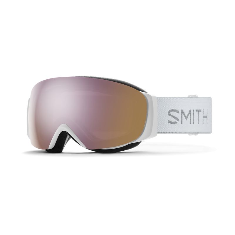 Naisten hiihtonaamari Smith I/O Mag S (White Chunky Knit - ChromaPop Everyday Rose Gold Mirror Lens)