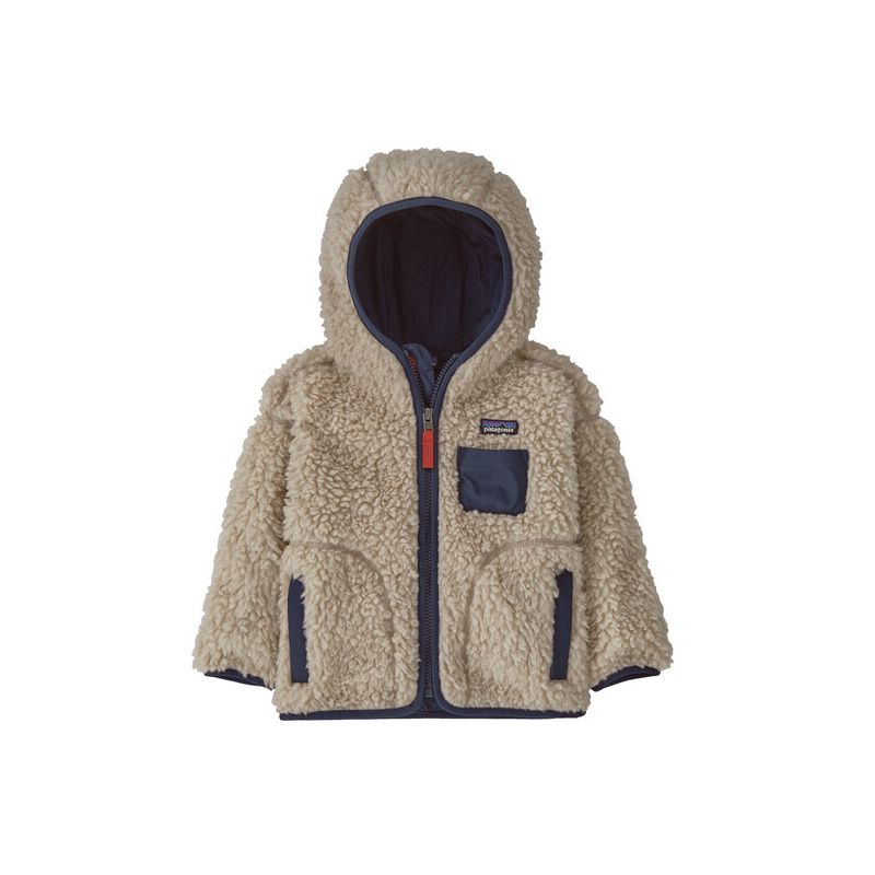 Patagonia Baby Retro-x Hooded Fleece (Natural w/New Navy) Niño