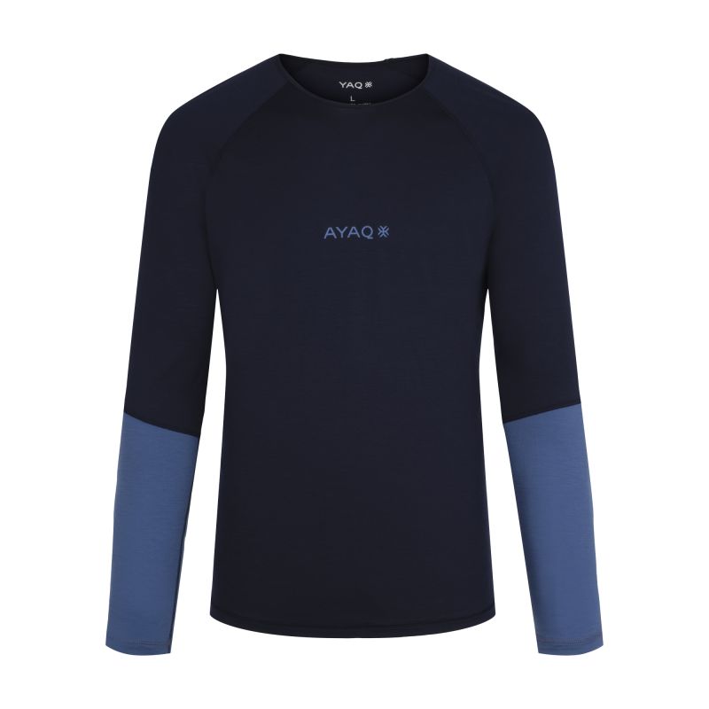 T-Shirt technique AYAQ Mefonna merino long sleeve (Blue Slate) Homme