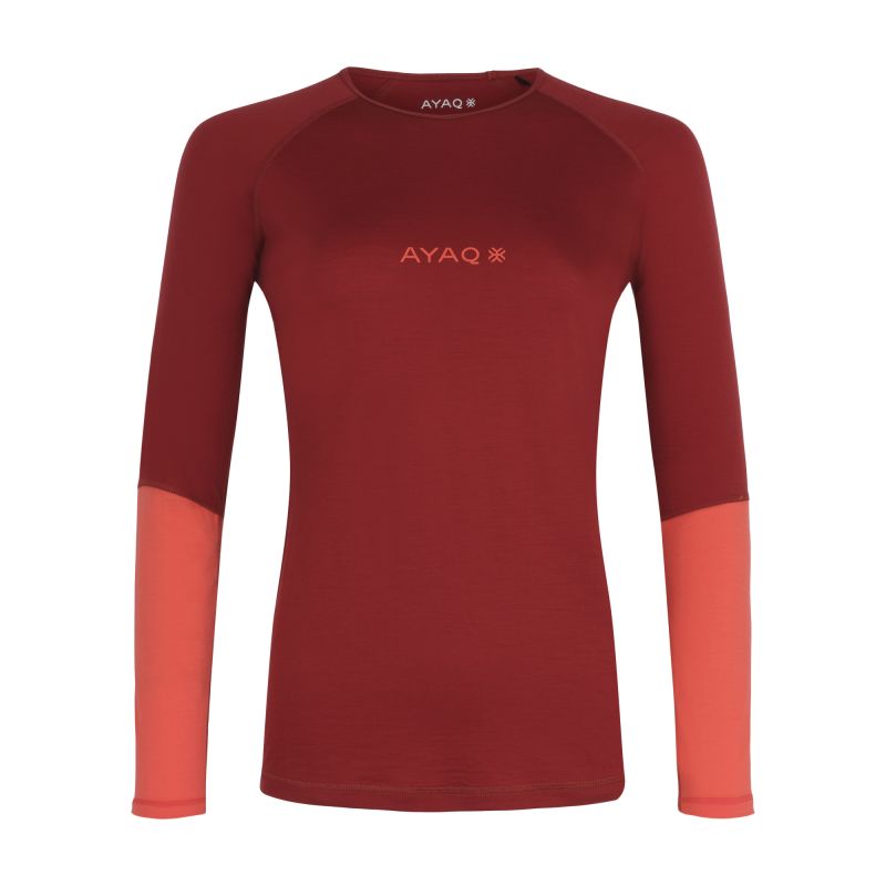 T-Shirt technique AYAQ Mefonna merino long sleeve (Red Sienna) Femme