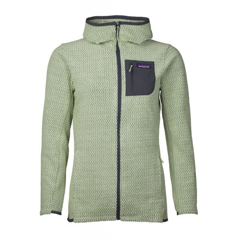 Fleece Patagonia R1 Air hettegenser med full glidelås for kvinner (Salvia Green)