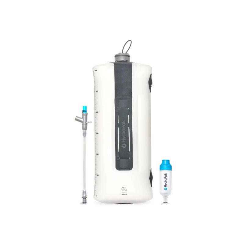 Almacenamiento flexible de agua Hydrapak SEEKER+ 6L KIT FILTRO DE GRAVEDAD (Gris)