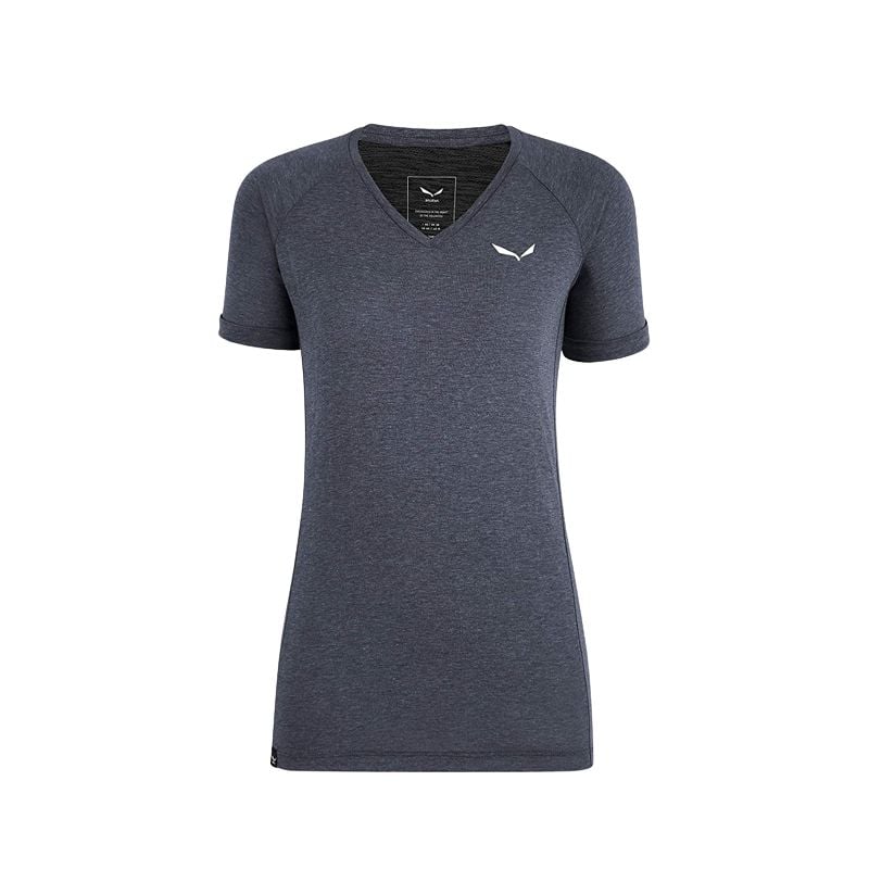 Tee shirt Salewa PUEZ MEL DRY W V-NECK (Ombre Blue Melange) Femme