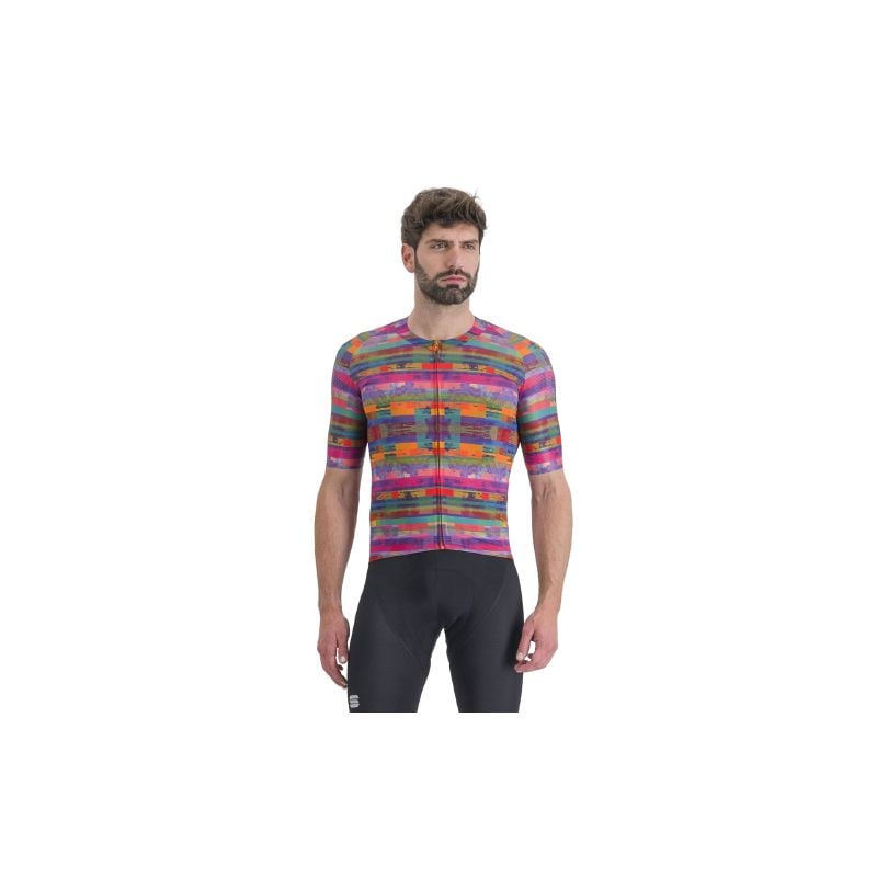 Maillot de vélo SPORTFUL GLITCH BOMBER JERSEY (MULTICOLOR PINK) Homme