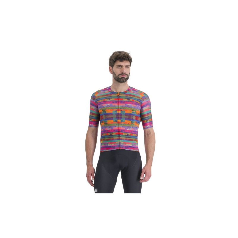 Miesten pyöräily pelipaita SPORTFUL GLITCH BOMBER JERSEY (MULTICOLOR PINK)