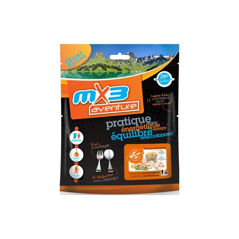Plat lyophilisé MX3 Nutrition Poulet & Pates aux Champignons MAXI