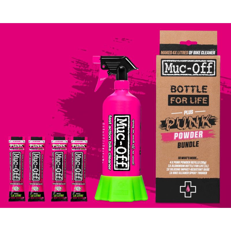 MUC OFF Punk Poeder Fietsreiniger (4 zakken) + Levensfles 1L