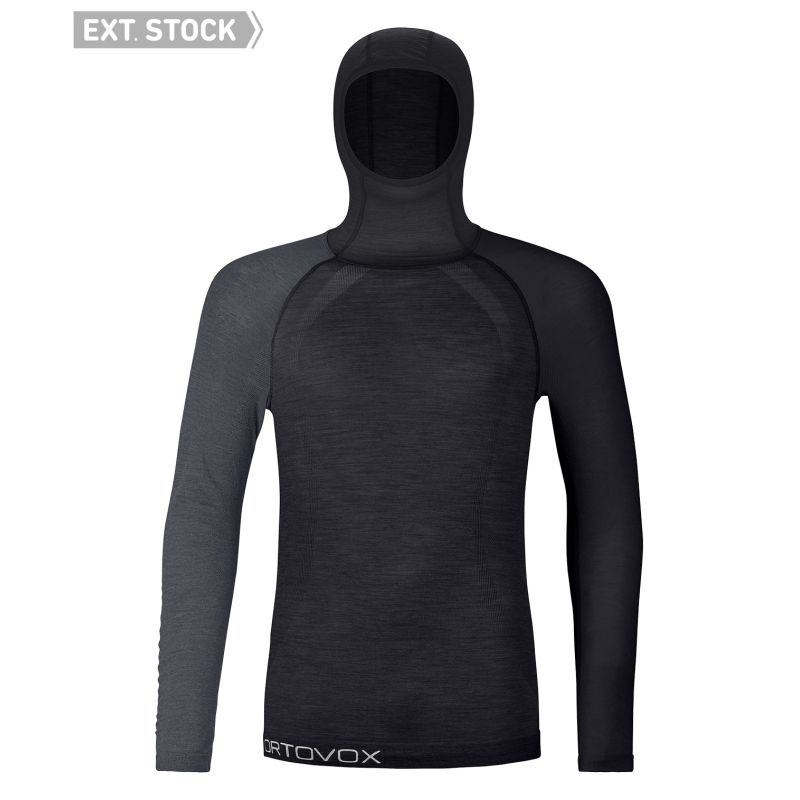 Långärmad huvtröja för män Ortovox 120 COMP LIGHT HOODY M (black raven)