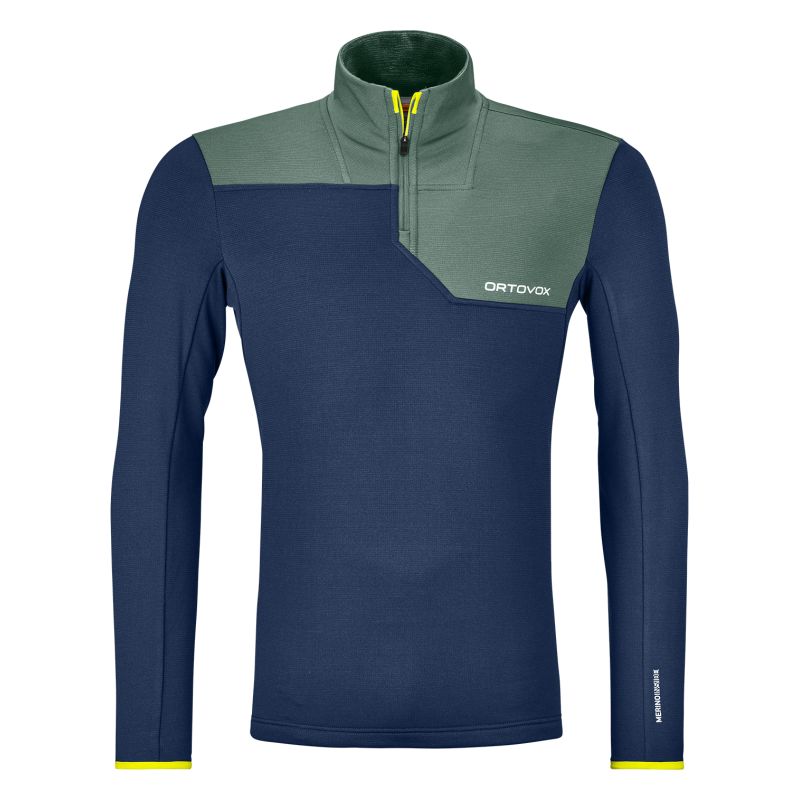 Heren fleece trui Ortovox Fleece Light Zip Neck (deep ocean)