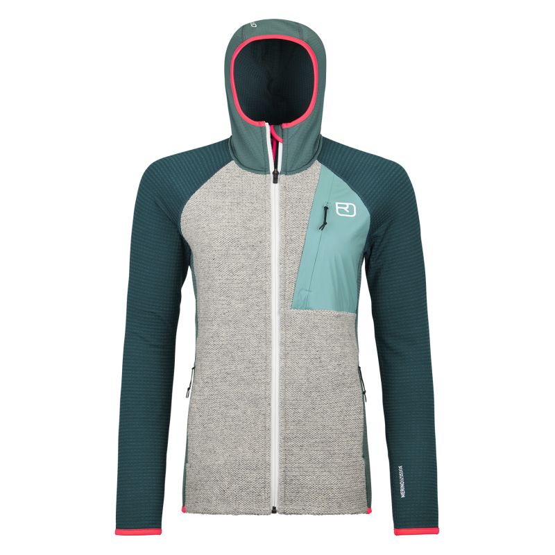 Fleece med hætte til kvinder Ortovox FLECE GP CLASSIC KNIT HOODY W (arctic grey)