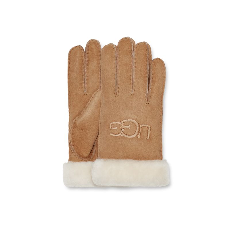 Handskar UGG SHEARLING UGG EMBROIDER GLOVE (Chestnut) - Dam