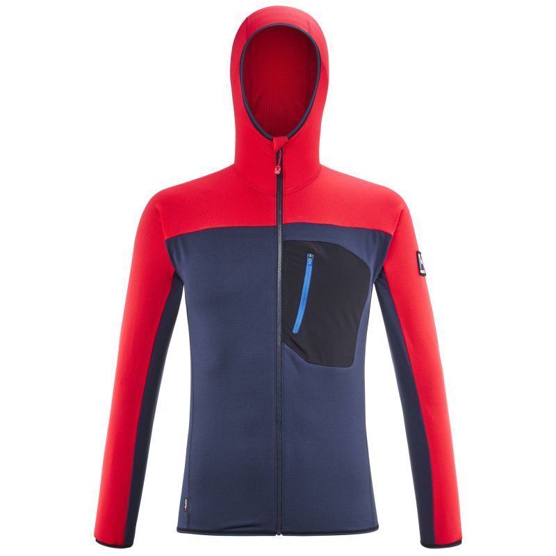 Mikrofleece til mænd Millet Trilogy LIGHTGRID HOODIE (Sapphire/Red)