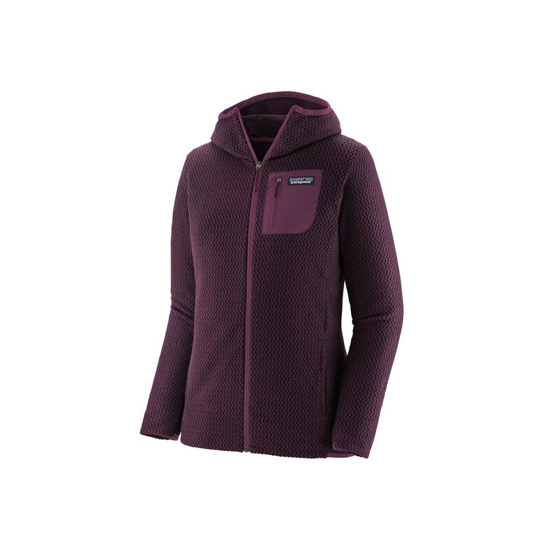 Felpa da donna Patagonia R1 Air con cappuccio e zip integrale (Obsidian Plum)