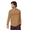 T-shirt Patagonia L/s Cap Cool Daily Graphic Shirt (Line Logo Ridge Stripe: Light Plume Grey X-Dye) uomo