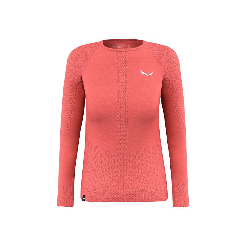 t-shirt technique Salewa Zebru Medium L/s Tee (fluo coral) femme