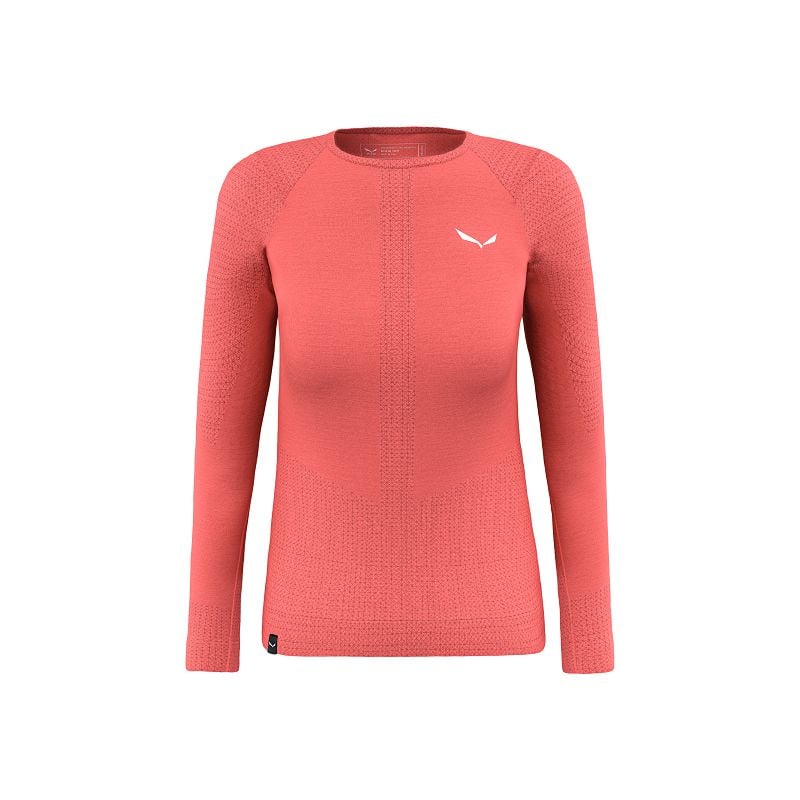 t-shirt tecnica da donna Salewa Zebru Medium L/s Tee (corallo fluo)