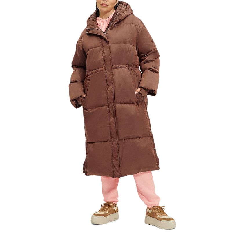 Dames UGG Keeley Lange Pufferjas (donker kastanje)
