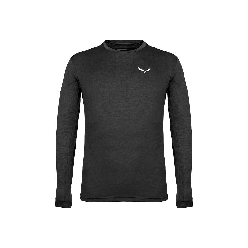 T-shirt uomo a maniche lunghe Salewa PUEZ MELANGE DRY (nero melange)