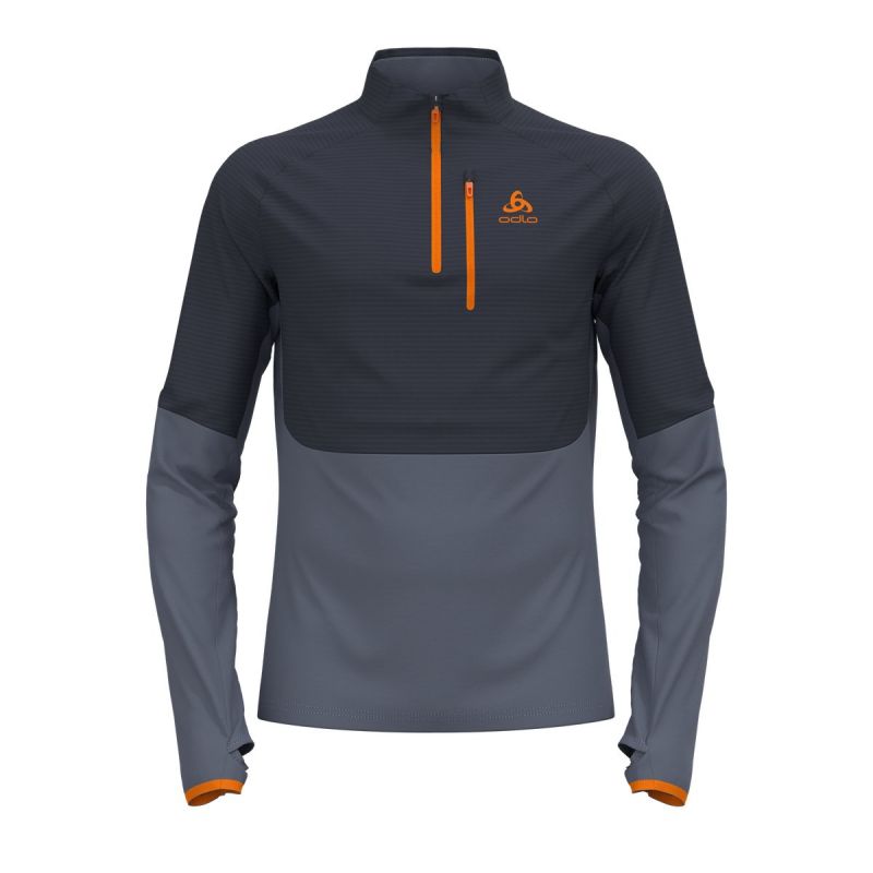 Odlo Strato medio 1/2 zip DESCENT CW 200 SL (india ink - folkstone gray) Uomo