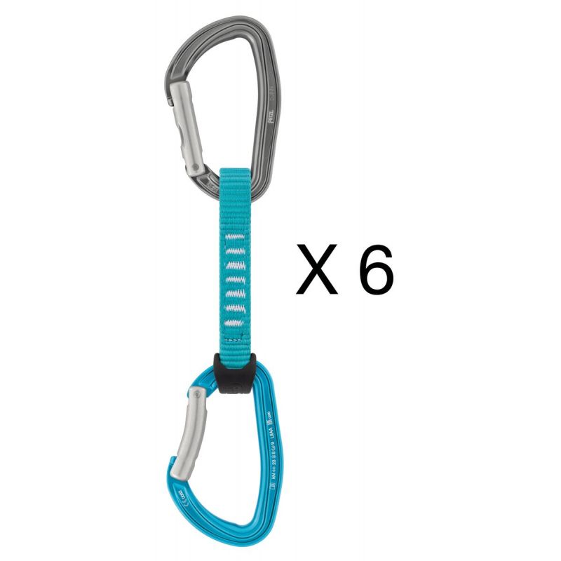 Pakke med 6 quickdraws PETZL 6 DEGAINES DJINN AXESS TURQUOISE 11 CM (Turkis)