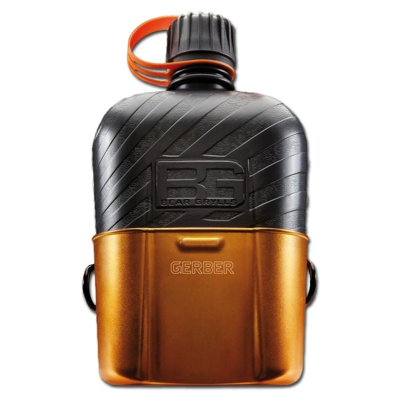 Kit gourde et popote GERBER Bear Grylls Canteen (Noir/Orange)
