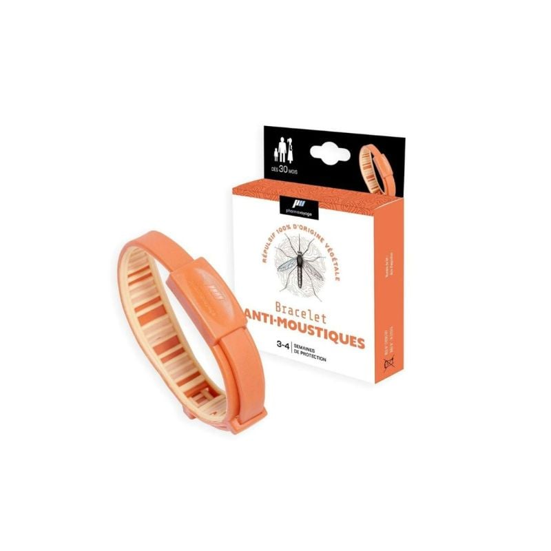 Bracelets Pharmavoyage Répulsif anti-moustiques (Orange)
