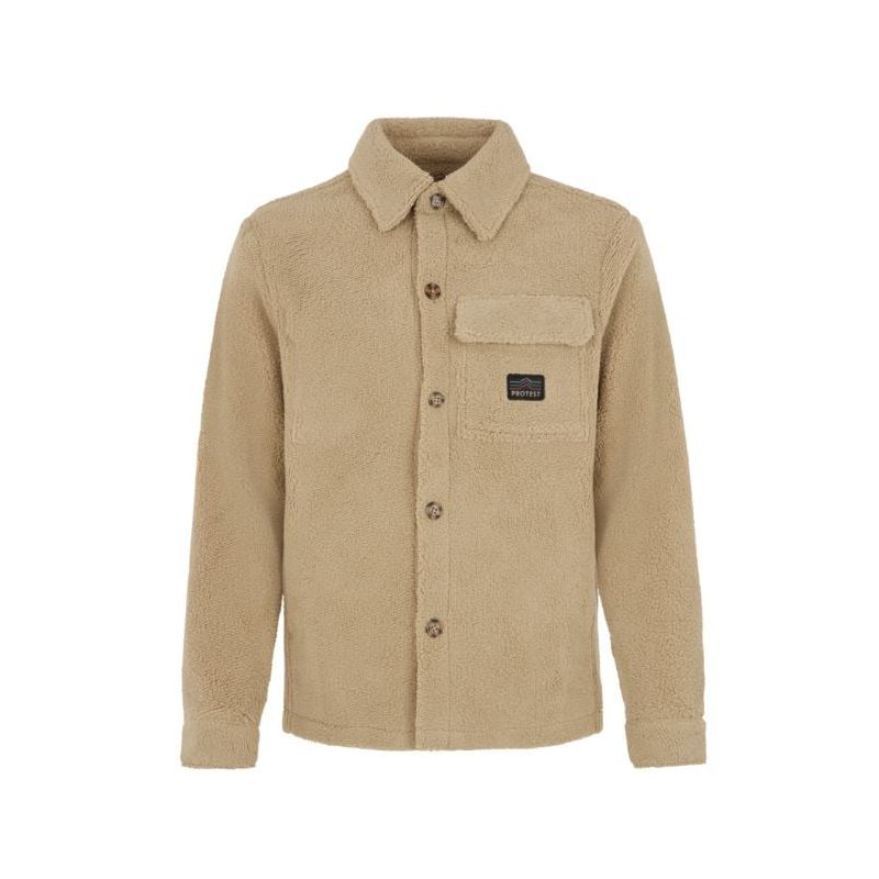 Heren fleecejack Protest Rundis zwaar shirt (BambooBeige)
