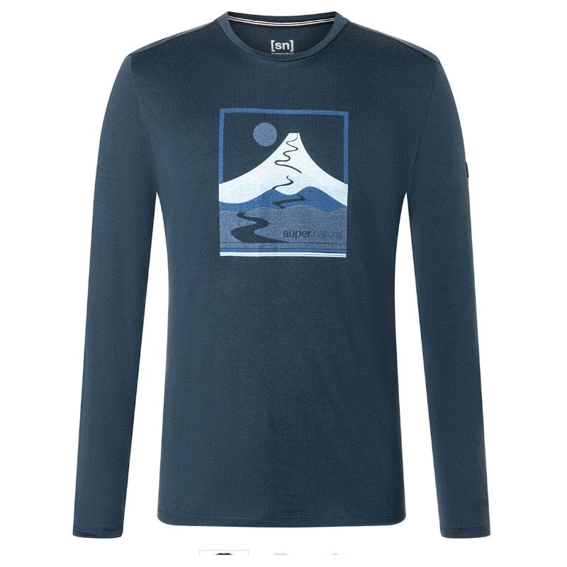 Langærmet T-shirt SUPER.NATURAL M TRACE HILL (Blueberry/Various)