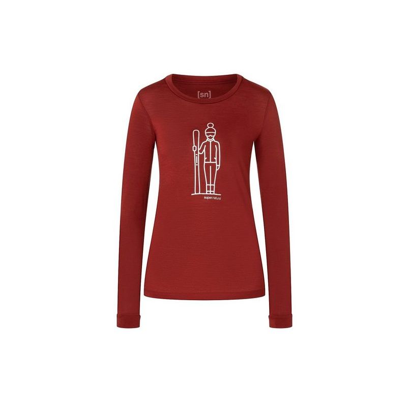 T-shirt SUPER.NATURAL W SKIANTO LS (Sun Dried Tomato/Silver) femme