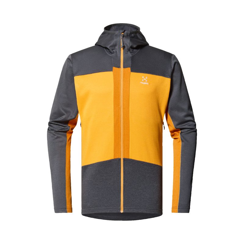 Teknisk genser Haglöfs Roc Flash Mid Hood (magnetitt/solgul) mann