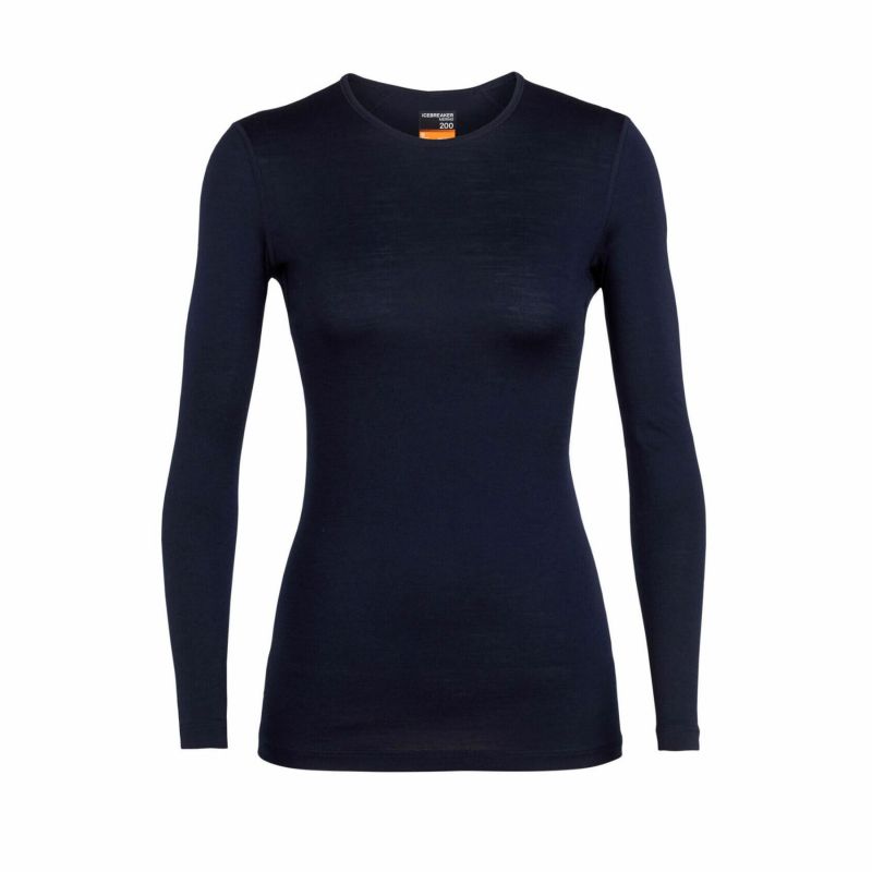 Dames mid-layer Icebreaker Merino 200 Oasis LS Crewe (Midnight Navy)