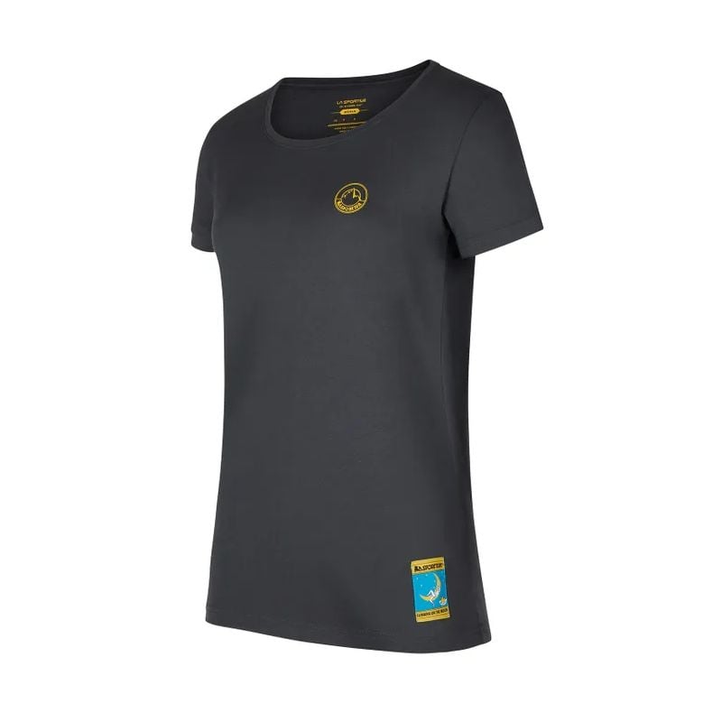 Dames T-shirt La Sportiva Klimmen op de maan (Carbon/Giallo)