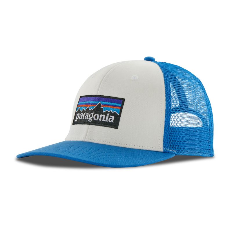 Cap Patagonia P-6 Logo Trucker Hat (Wit met Scheepsblauw)