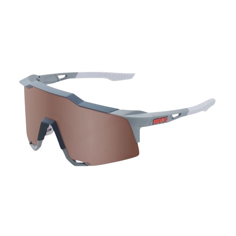 Zonnebril 100% SPEEDCRAFT (Soft Tact Stone Grey - HiPER Crimson Silver Mirror Lens) Cat. 3