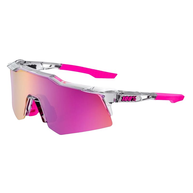 Sunglasses 100% SPEEDCRAFT XS (Polished Translucent Grey - Purple Multilayer MirrorS) Cat. 2