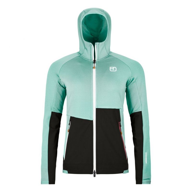 Naisten Ortovox FLEECE RIB HOODY W (aquatic ice) fleecetakki (vesijää) fleecetakki