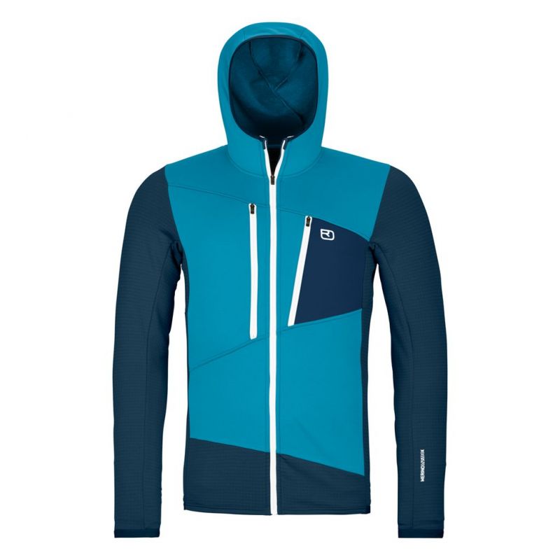 Fleece for menn Ortovox FLEECE GRID HOODY M (fjellblå)