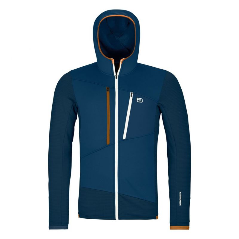 Polaire ORTOVOX FLEECE GRID HOODY M (deep ocean) homme