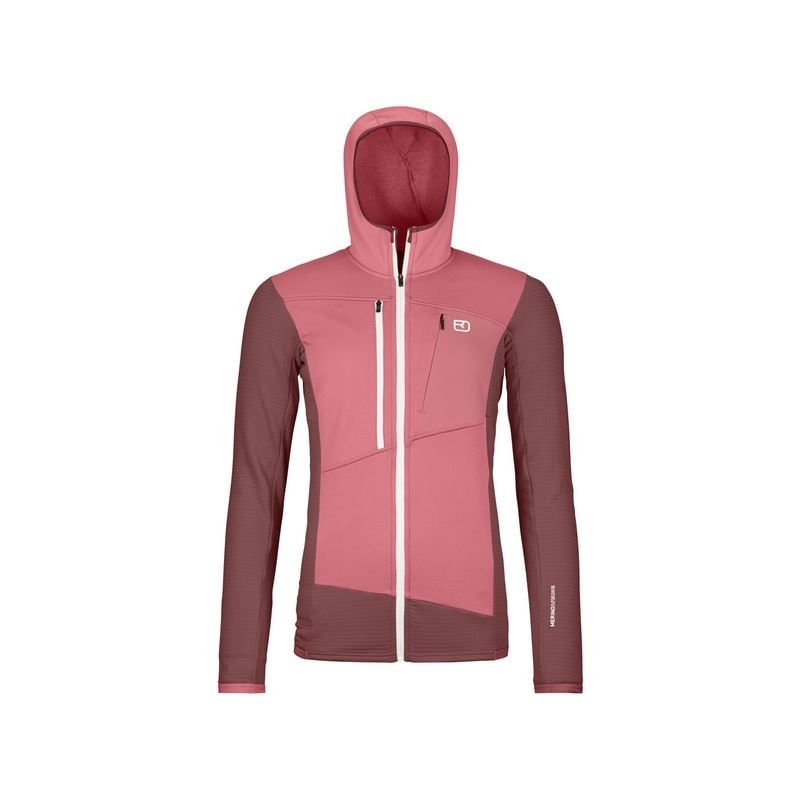 Dame Ortovox FLEECE GRID HOODY W (fjellrosa) i fleece til damer