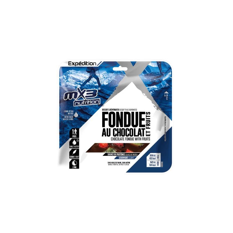 Plato liofilizado MX3 Nutrition Fondue de chocolate con fruta