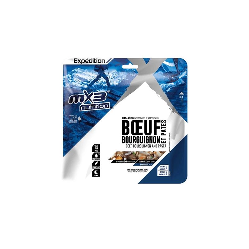 Frysetørkede retter MX3 Nutrition Beef Bourguignon og Pasta