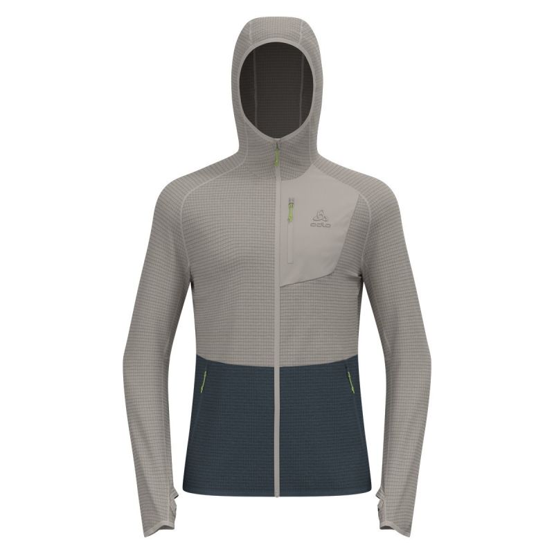 Forro polar Odlo MID LAYER HOODY FULL ZIP ASCENT (silver cloud - dark slate) hombre