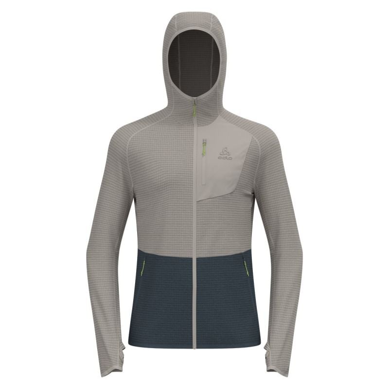 Polaire ODLO MID LAYER HOODY FULL ZIP ASCENT (silver cloud - dark slate) homme